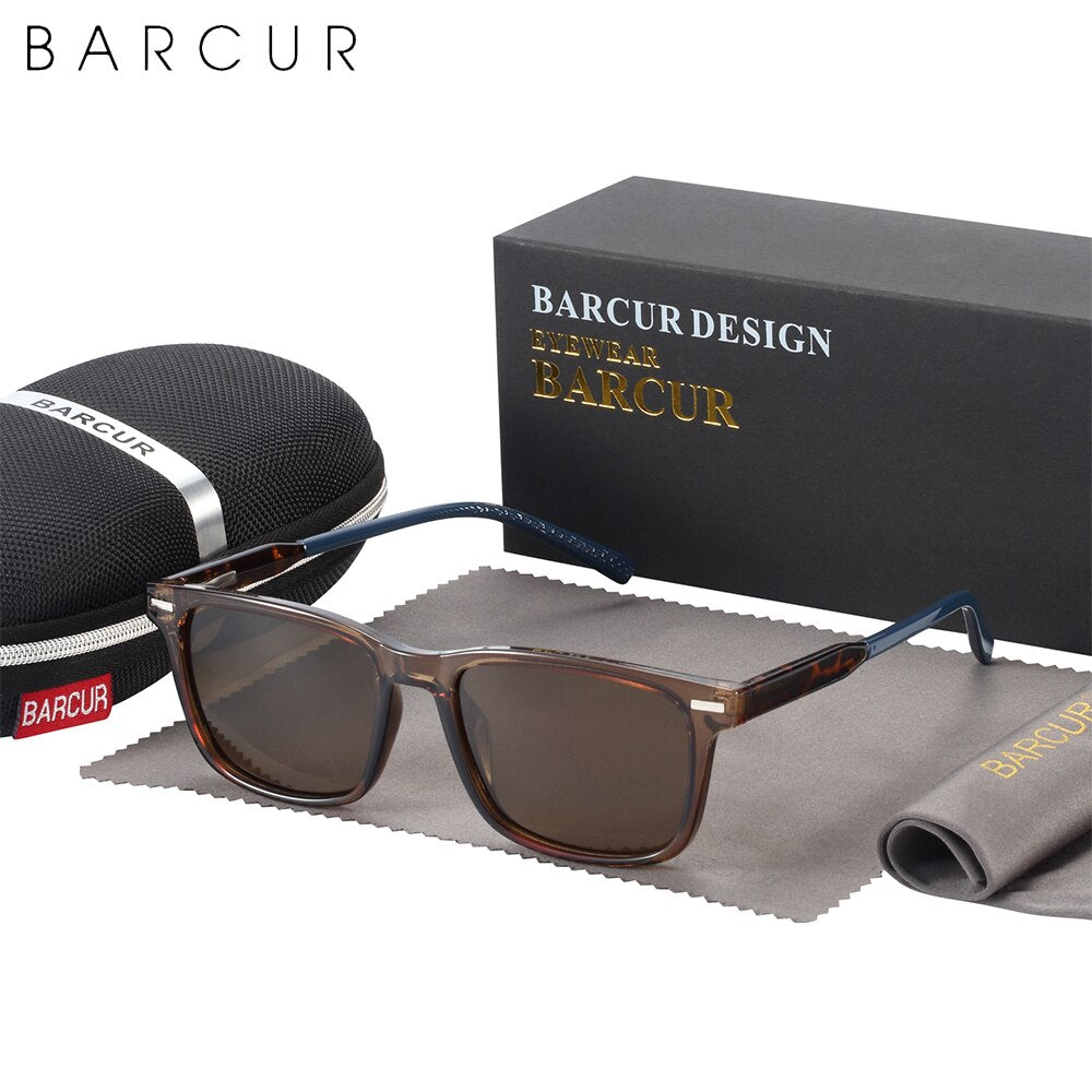 BARCUR Square Style TR90 Men Sunglasses Polarized Comfortable Women Sun Glasses Ladies UV400 Protection - KiwisLove