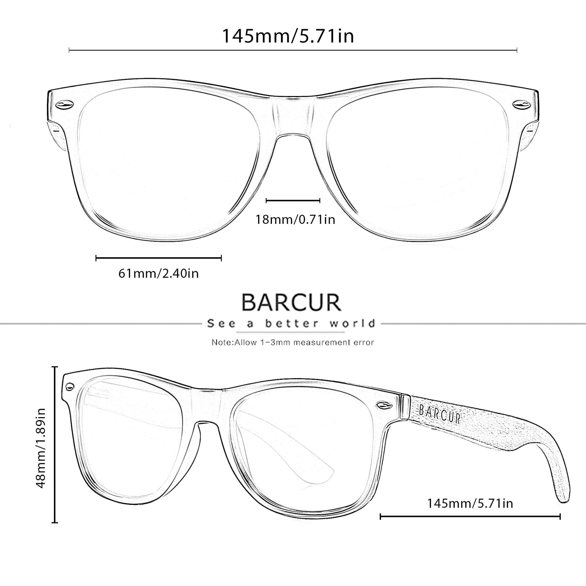 BARCUR Black Sunglasses for Men Sun Glasses Polarized Sunshade Natural Wood Sunglasses Men Eyeglasses Oculos - KiwisLove