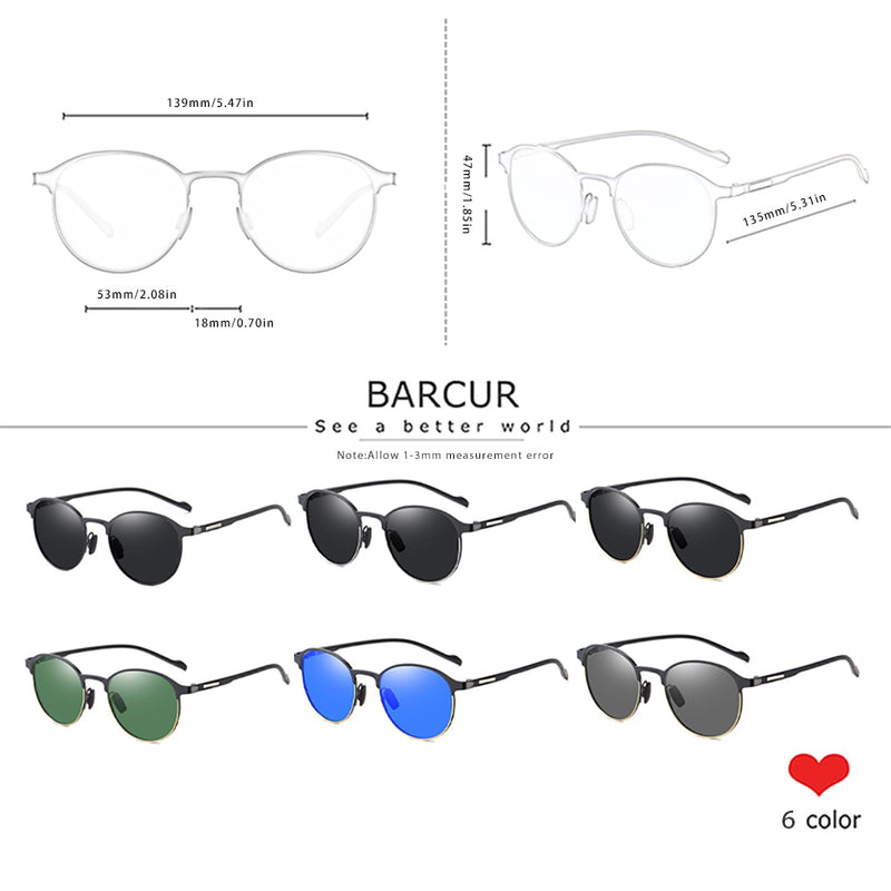 BARCUR TR90 Temples Sunglasses Women Polarized Fashion Sun Glasses Driving Round Ladies Sunglass - KiwisLove