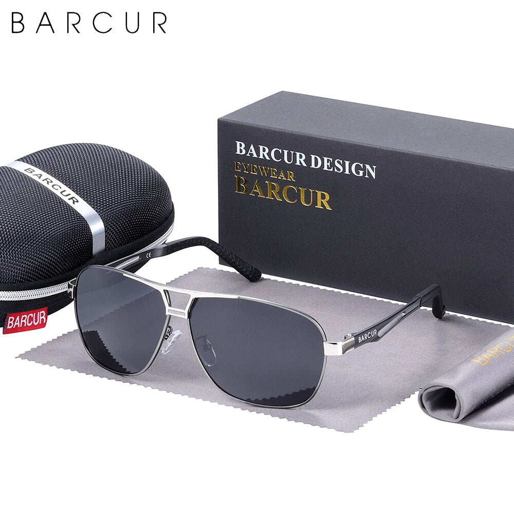 BARCUR Design Pilot Sunglasses Metal Frame Men Polarized Sun Glasses Mirror Eyewear Trend Styles UV400 Protection - KiwisLove