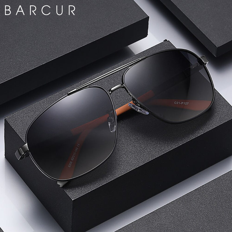 BARCUR Pilot Retro Sunglasses Stainless Steel Frame Rubber Temple Women Polarized Men Sun Glasses Driving UV400 Protection - KiwisLove