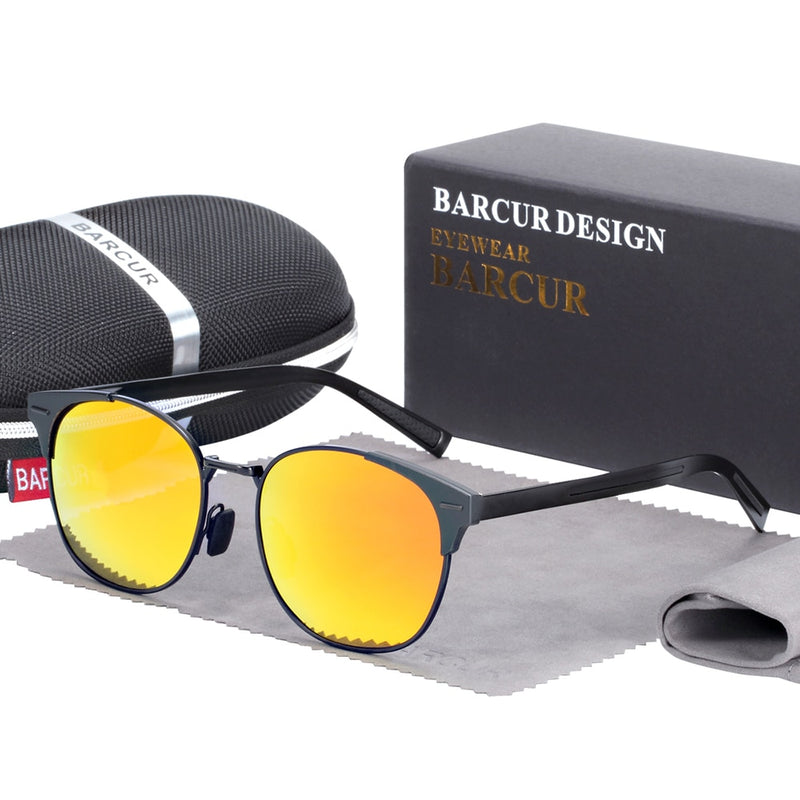 BARCUR Aluminium Magnesium Sunglasses Round Glasses for Men Punk  lunette de soleil femme - KiwisLove