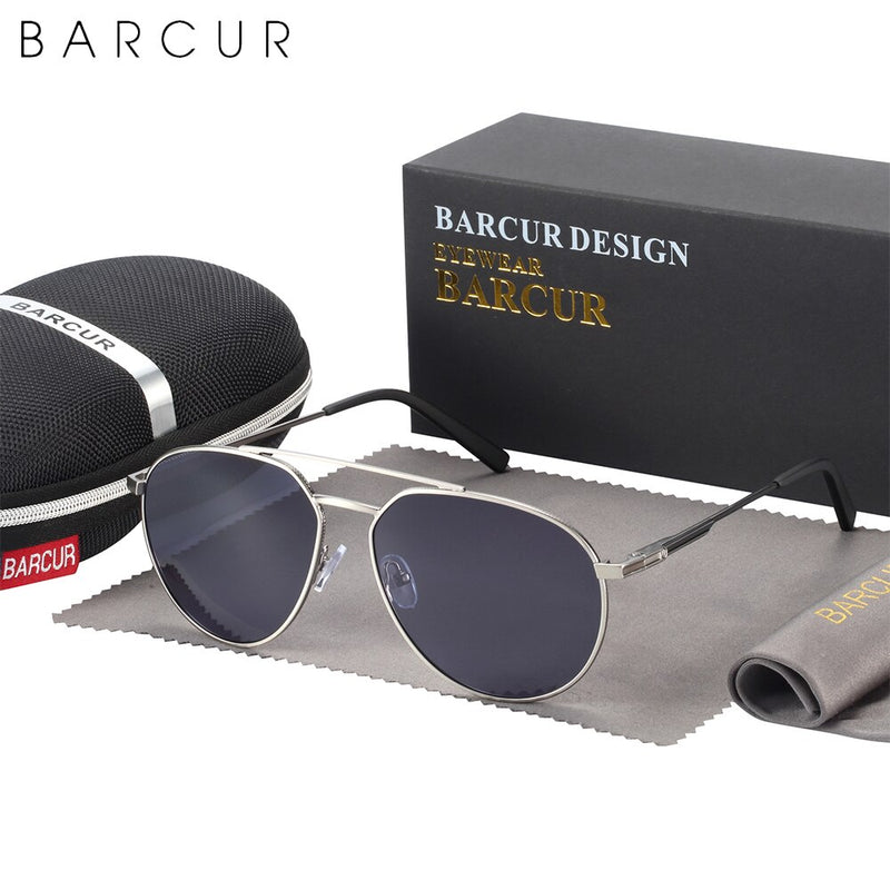 BARCUR Brand Design Retro Pilot Style Men Sunglasses Polarized Fashion Women Sun Glasses Shades UV400 Protection - KiwisLove
