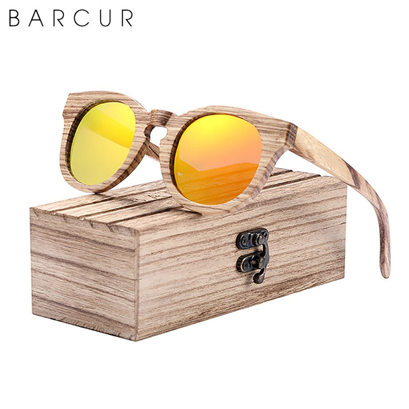 BARCUR Natural Zebra Wood Sunglasses Women Polarized Brand Design Male Driving Glasses Men UV400 - KiwisLove