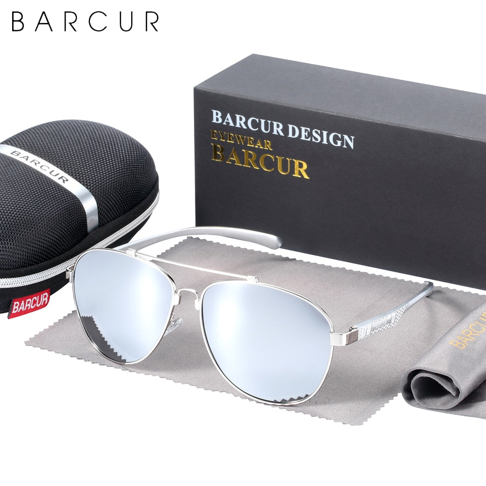 BARCUR Brand Design Stainless Steel Frame Sunglasses Polarized Men Sun Glasses Women Pilot Eyewear Driving Mirror Shades UV400 - KiwisLove