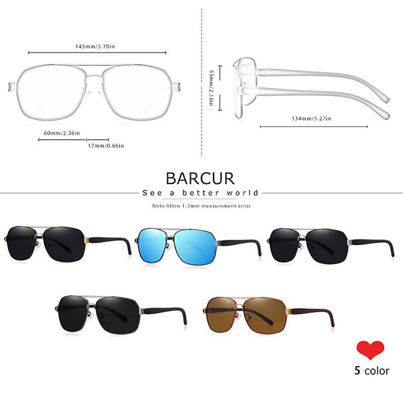 BARCUR Polarized Men Sun Glasses For Driving Durable Sunglasses Eyewear UV400 Gafas Oculos De Sol - KiwisLove