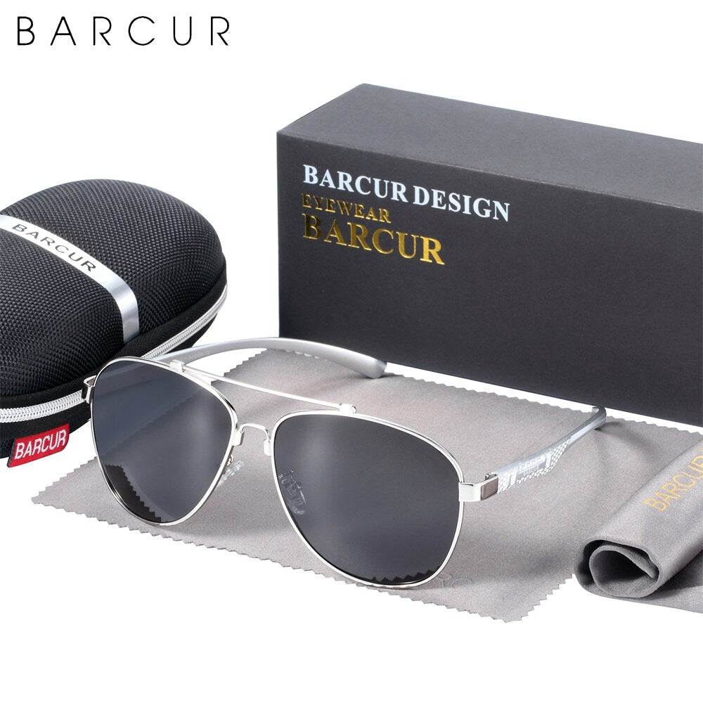 BARCUR Brand Design Stainless Steel Frame Sunglasses Polarized Men Sun Glasses Women Pilot Eyewear Driving Mirror Shades UV400 - KiwisLove