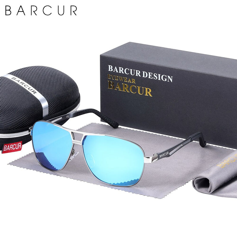 BARCUR Design Pilot Sunglasses Metal Frame Men Polarized Sun Glasses Mirror Eyewear Trend Styles UV400 Protection - KiwisLove