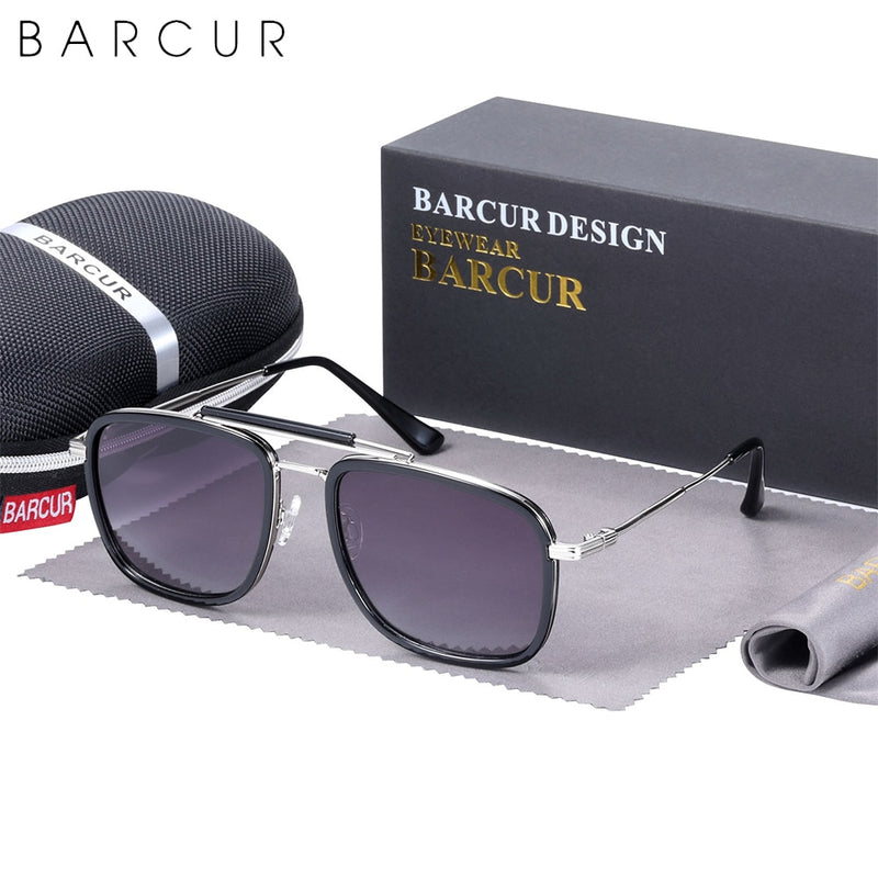 BARCUR Luxury Square Sunglasses for Men Gradient Lens Polarized Sun Glasses for Women Eyewear Oculos Accessory - KiwisLove