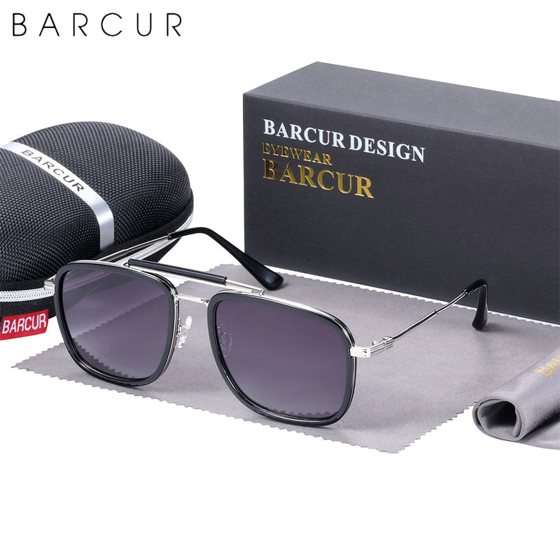BARCUR Square Retro Steampunk Luxury Sunglasses Women Polarized Men Sun Glasses Driving UV400 Protection - KiwisLove