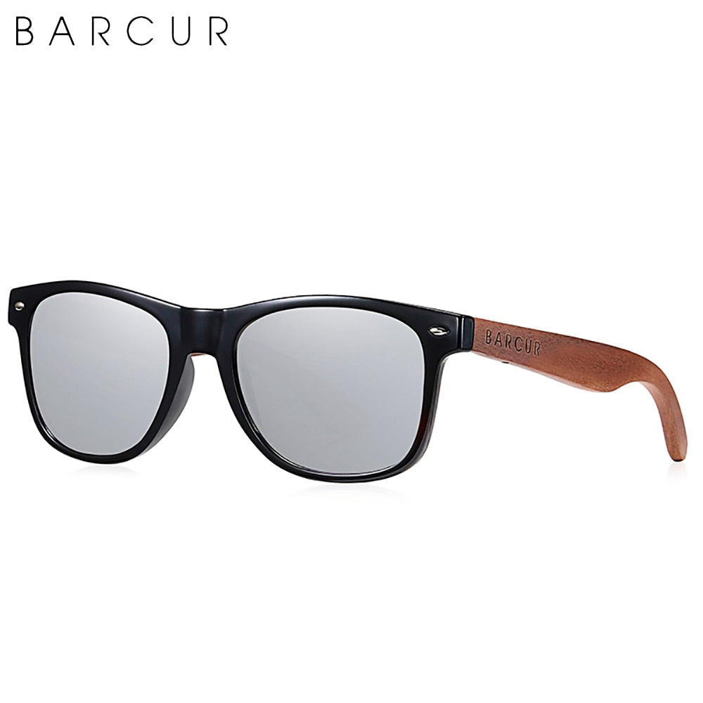 BARCUR Black Walnut Sunglasses High Quality Anti Blue Night Vision Men Women Mirror Sun Glasses UV400 Protection Free Wood Box - KiwisLove