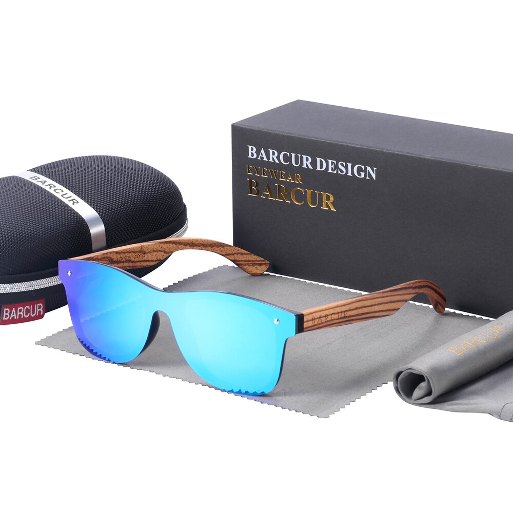 BARCUR Luxury Mirror Sunglasses for Men Polarized Colored Women Sun Glasses UV400 Male Classic Square Eyewear - KiwisLove