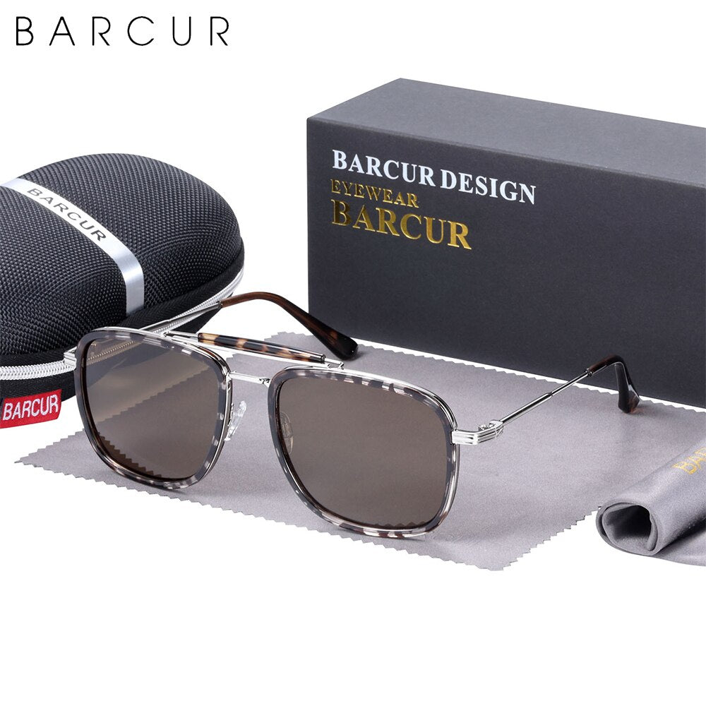BARCUR Luxury Square Sunglasses for Men Gradient Lens Polarized Sun Glasses for Women Eyewear Oculos Accessory - KiwisLove