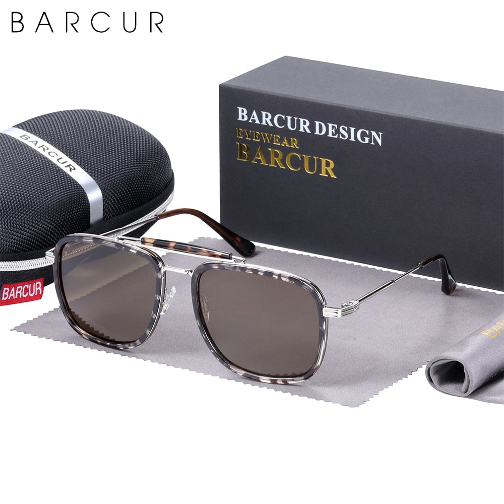 BARCUR Square Retro Steampunk Luxury Sunglasses Women Polarized Men Sun Glasses Driving UV400 Protection - KiwisLove
