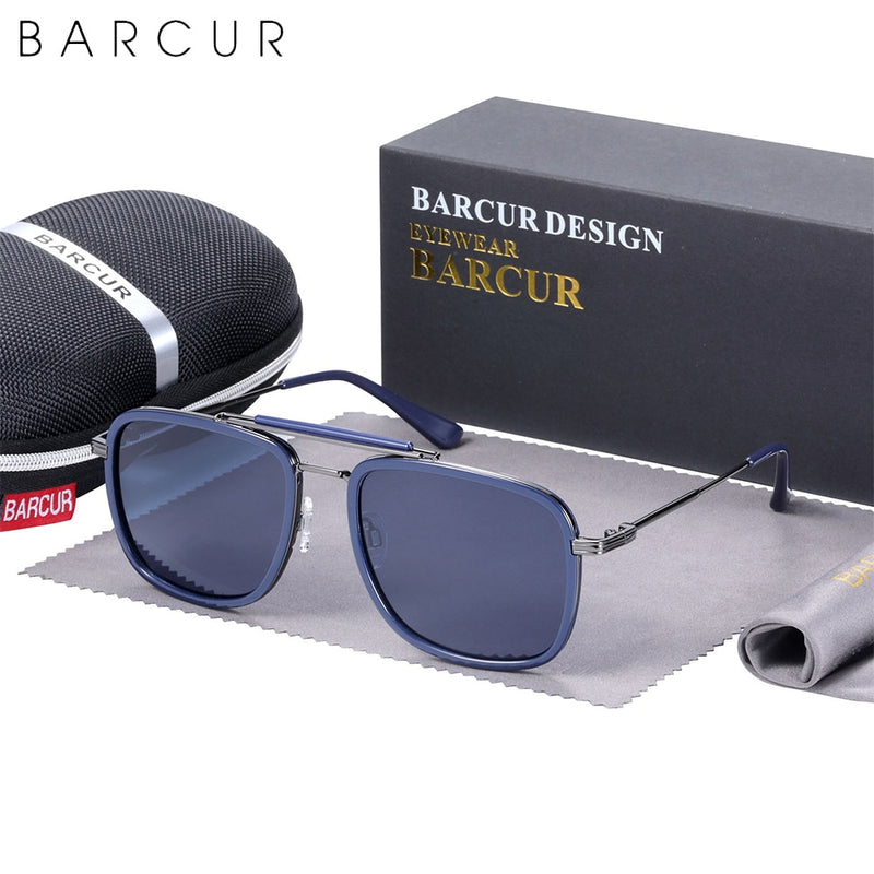 BARCUR Square Retro Steampunk Luxury Sunglasses Women Polarized Men Sun Glasses Driving UV400 Protection - KiwisLove