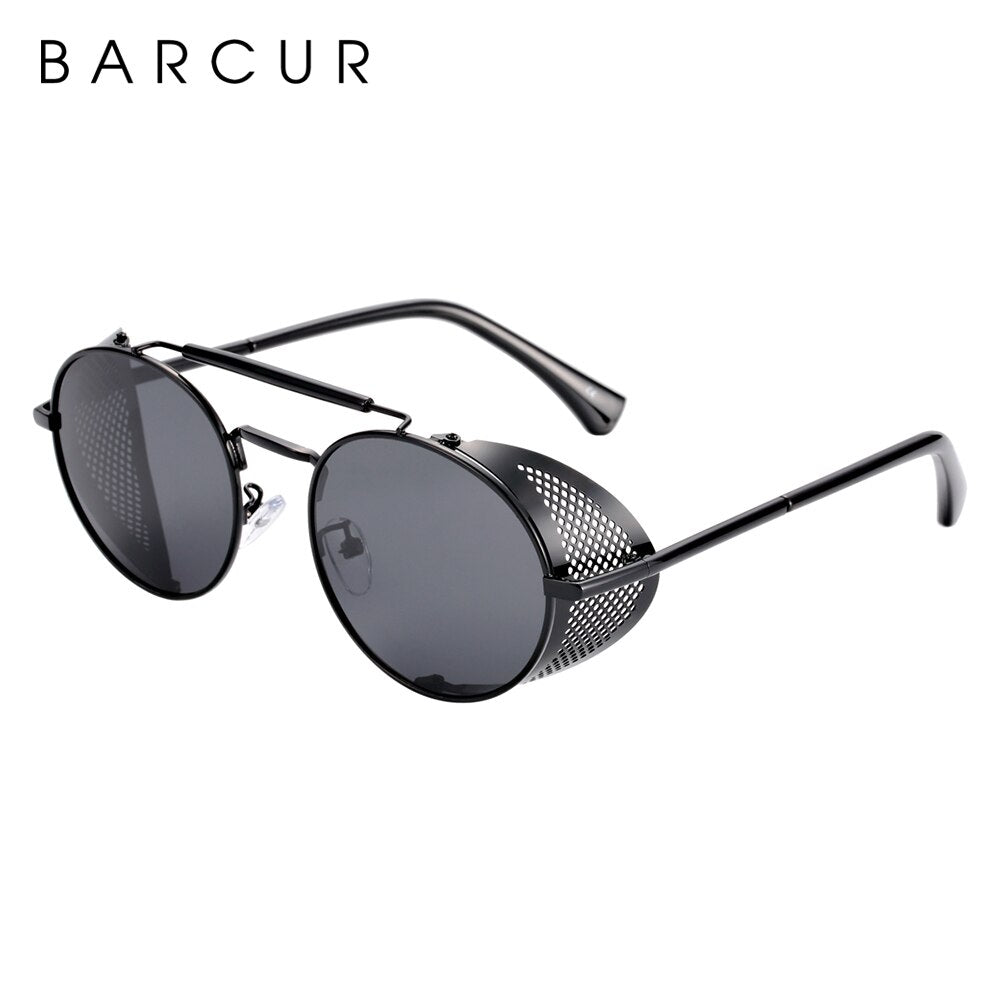 BARCUR Retro Round Polarized Steampunk Sunglasses Men Sun Glasses For Women Vintage Style UV400 - KiwisLove