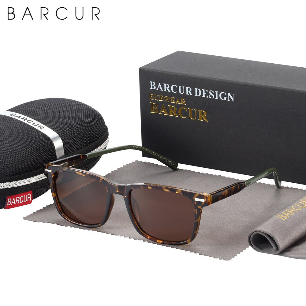 BARCUR Square Style TR90 Men Sunglasses Polarized Comfortable Women Sun Glasses Ladies UV400 Protection - KiwisLove