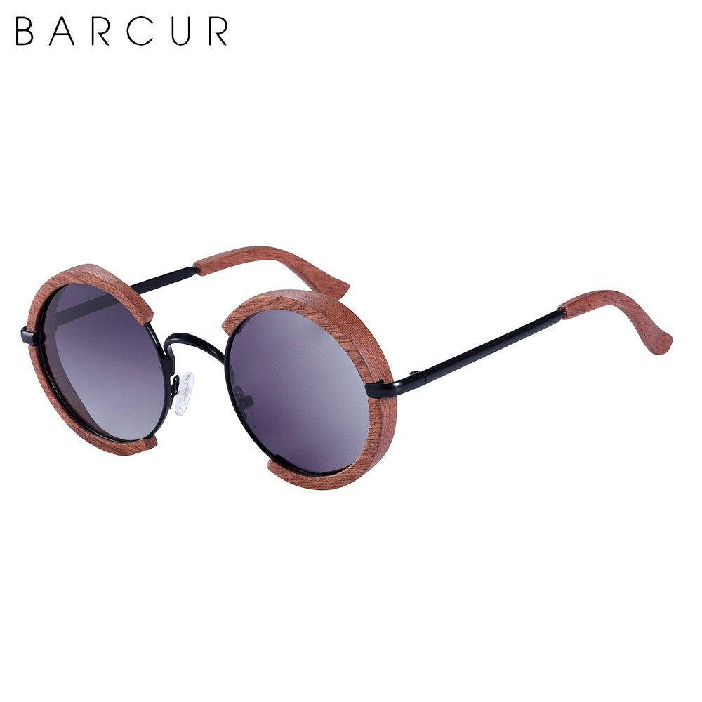 BARCUR Brand Design Retro Hand Made Round Wood Sunglasses Fashion Polarized Women Sun Glasses Men UV400 Protection - KiwisLove