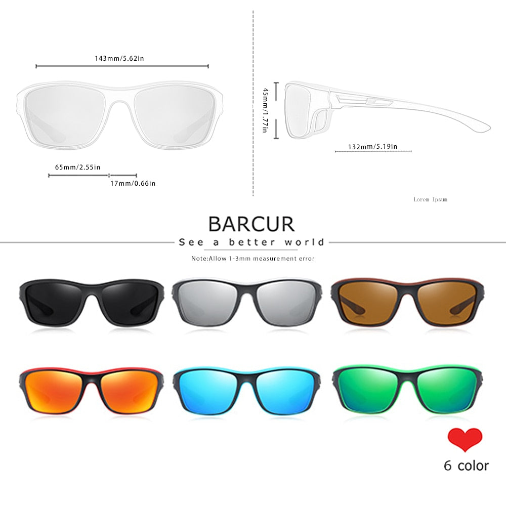 BARCUR Sport TR90 Sunglasses Driving Men Polarized Women Sun Glasses Fashion Glasses UV400 - KiwisLove