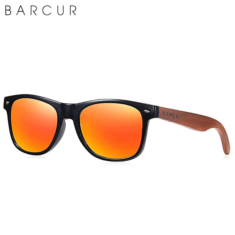 BARCUR Black Walnut Sunglasses High Quality Anti Blue Night Vision Men Women Mirror Sun Glasses UV400 Protection Free Wood Box - KiwisLove