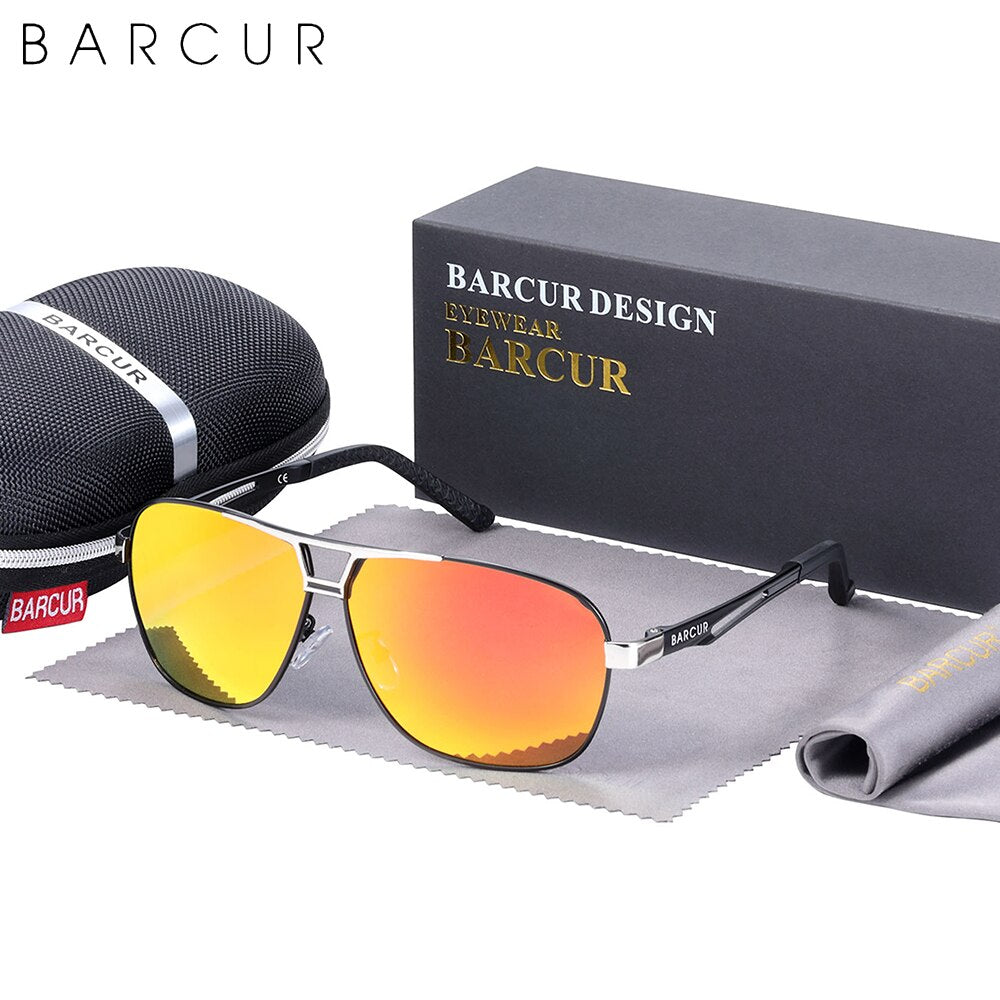 BARCUR Design Pilot Sunglasses Metal Frame Men Polarized Sun Glasses Mirror Eyewear Trend Styles UV400 Protection - KiwisLove