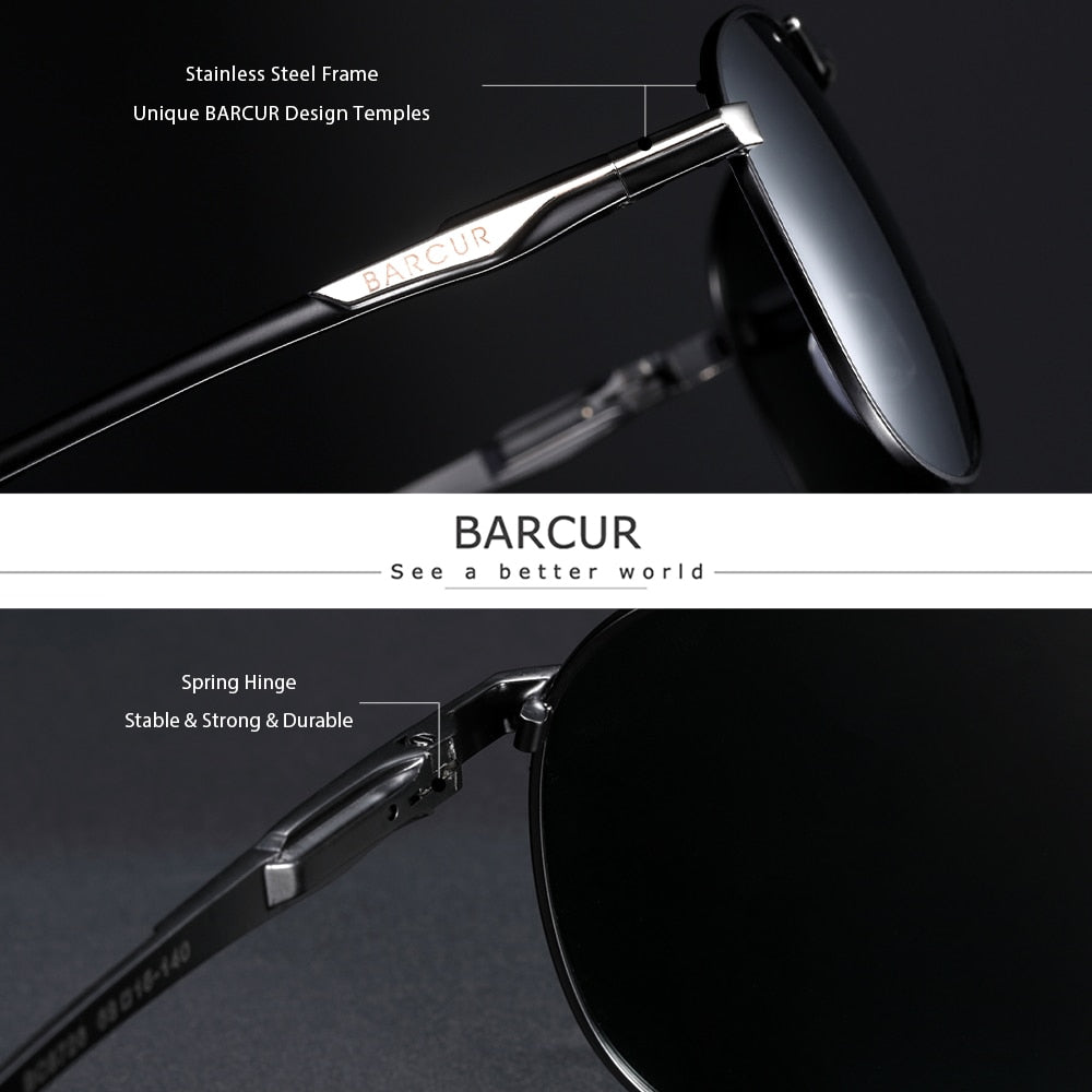 BARCUR High Quality Male Sunglasses Men Polarized Brand Design Sun Glasses Male Oculos Mens Sunglasses s8712 Brand designer - KiwisLove