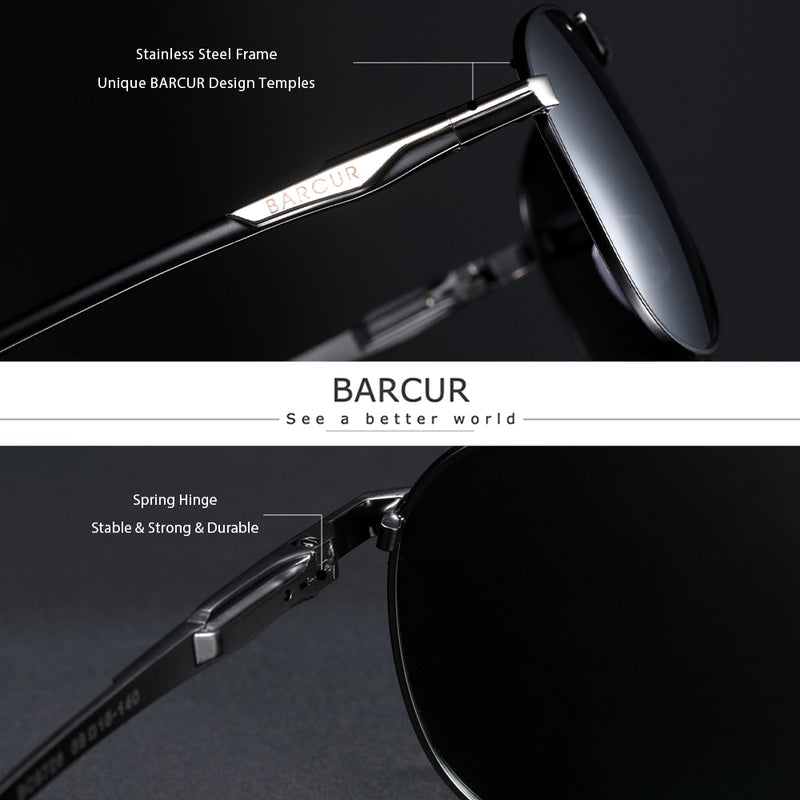 BARCUR Brand Design Sunglasses High Quality Men Polarized Sun Glasses Driving Mens Sun Glasses UV400 - KiwisLove