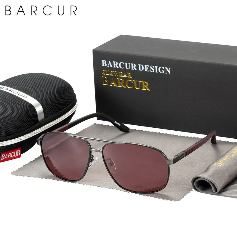 BARCUR Pilot Retro Sunglasses Stainless Steel Frame Rubber Temple Women Polarized Men Sun Glasses Driving UV400 Protection - KiwisLove