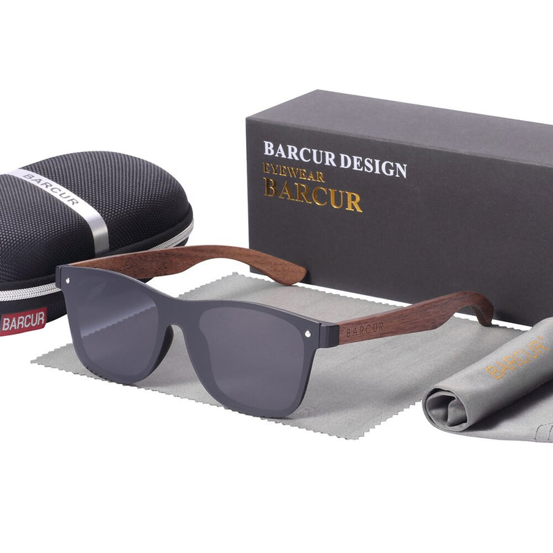 BARCUR Luxury Mirror Sunglasses for Men Polarized Colored Women Sun Glasses UV400 Male Classic Square Eyewear - KiwisLove