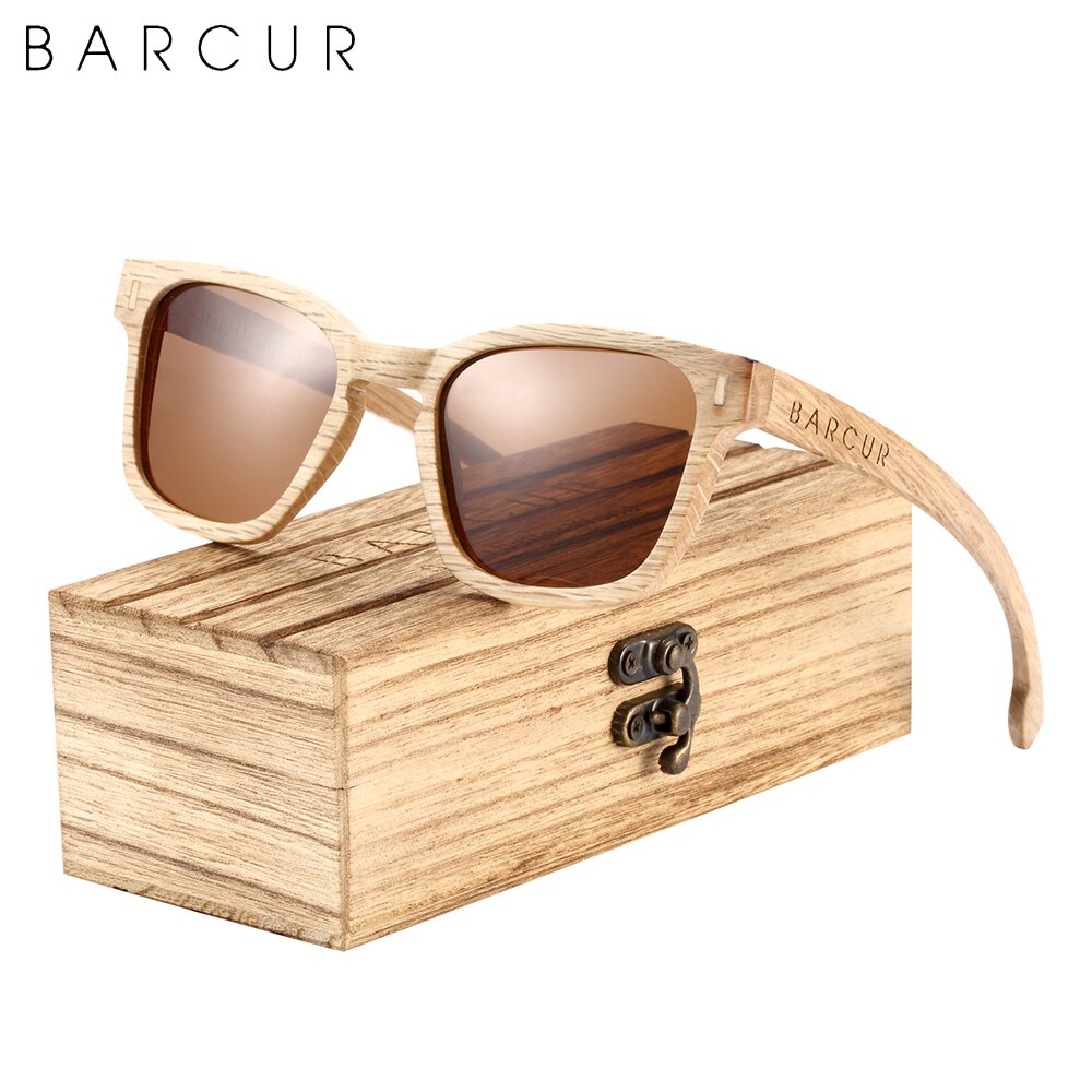 BARCUR Brand Design Wood Women Sunglasses Fashion Polarized Men Sun Glasses Wooden Frame UV400 - KiwisLove