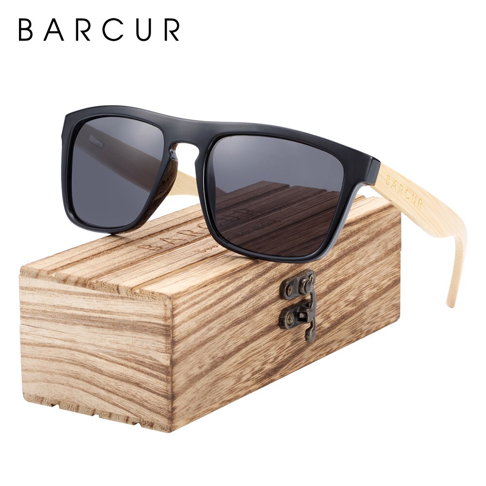 BARCUR Wood Sunglasses Polarized Fashion Bamboo Sun Glasses for Men Women Sport Eyewear - KiwisLove