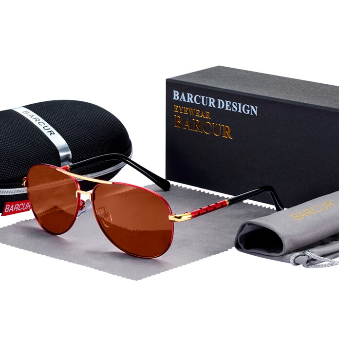 BARCUR Vintage Polarized Sunglasses for Men Fashion Male Eyewear Sun Glasses Travel Oculos Gafas De Sol - KiwisLove