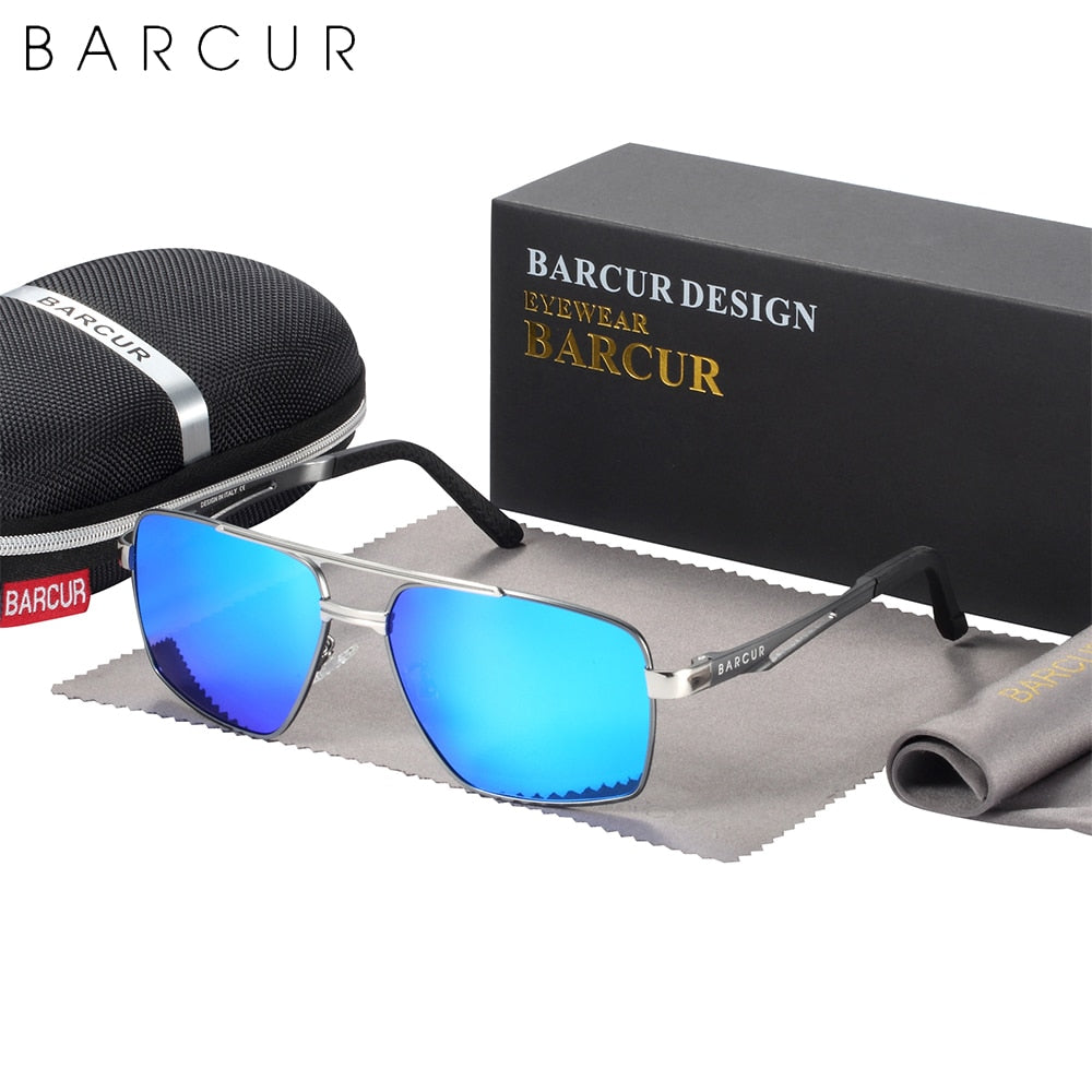BARCUR Pilot Style Metal Frame Brand Sunglasses Men HD Polarized Women Shades Driving Sun Glasses Mirror UV400 - KiwisLove