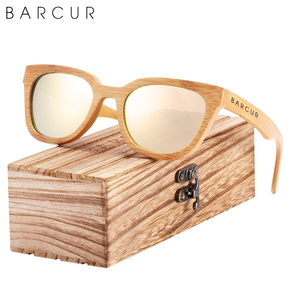 BARCUR Design Cat Eye Style Natural Wood Sunglasses Fashion Women Polarized Men Sun Glasses UV400 Protection - KiwisLove