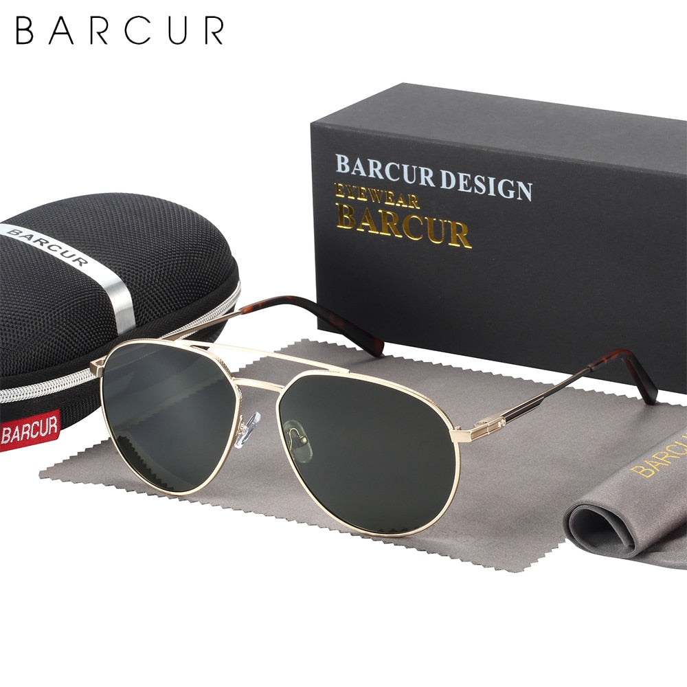 BARCUR Brand Design Retro Pilot Style Men Sunglasses Polarized Fashion Women Sun Glasses Shades UV400 Protection - KiwisLove
