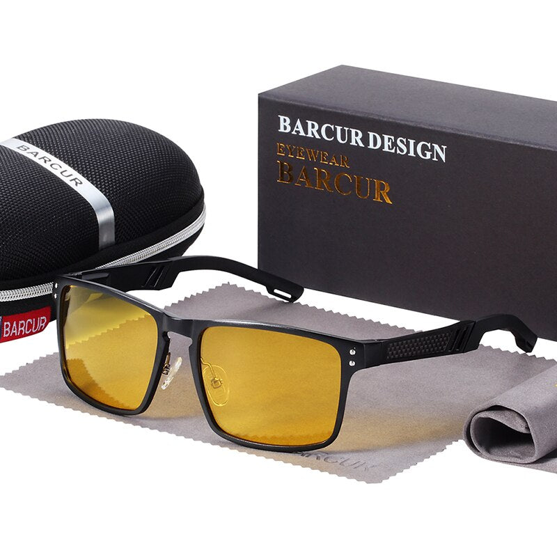 BARCUR Night Vision Glasses Driver Sun glasses Male Polarized sunglasses Black Night Vision Glasses Men Accessories - KiwisLove
