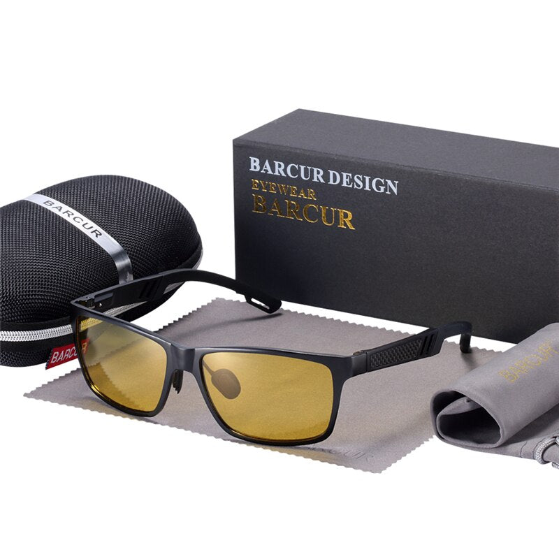 BARCUR Night Vision Glasses Driver Sun glasses Male Polarized sunglasses Black Night Vision Glasses Men Accessories - KiwisLove