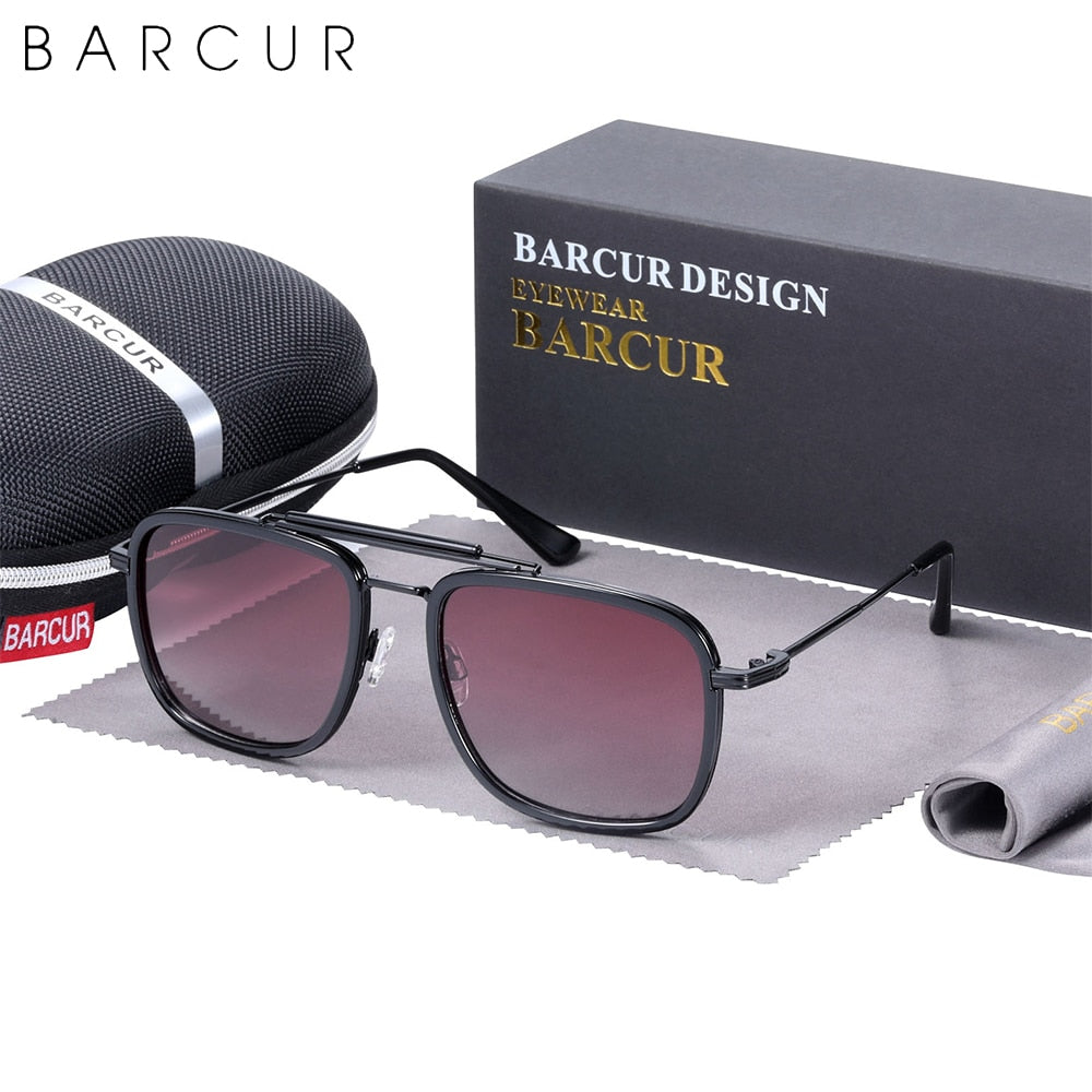 BARCUR Square Retro Steampunk Luxury Sunglasses Women Polarized Men Sun Glasses Driving UV400 Protection - KiwisLove