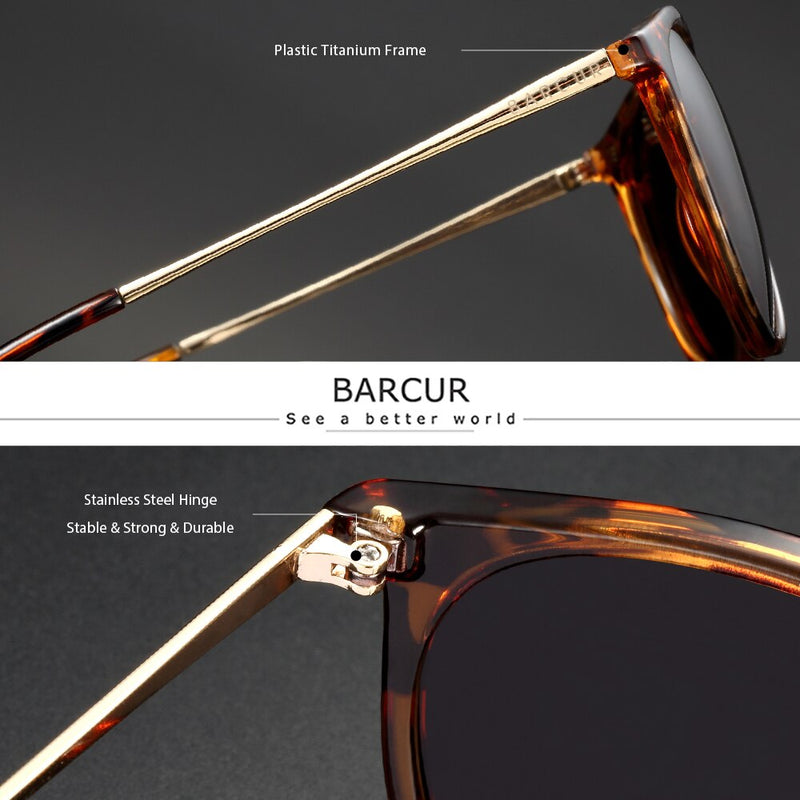 BARCUR Design Sunglasses Women Fashion Polarized Lens Plastic Titanium Frame Men Sun Glasses UV400 Protection - KiwisLove
