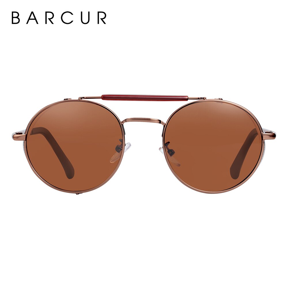 BARCUR Retro Round Polarized Steampunk Sunglasses Men Sun Glasses For Women Vintage Style UV400 - KiwisLove
