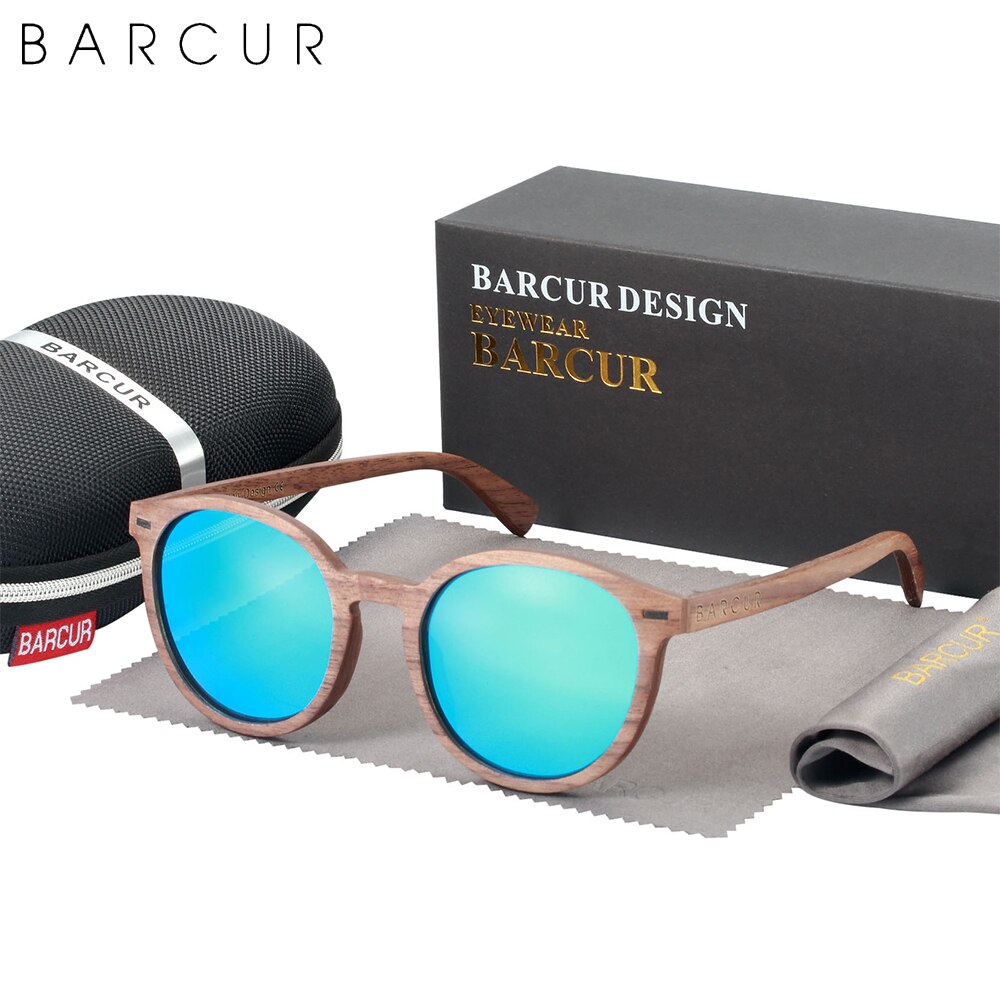 BARCUR Brand Deisgn Stylish Cat Eey Walnut Wood Sunglasses Polarized UV400 Men Women Sun glasses UV400 - KiwisLove