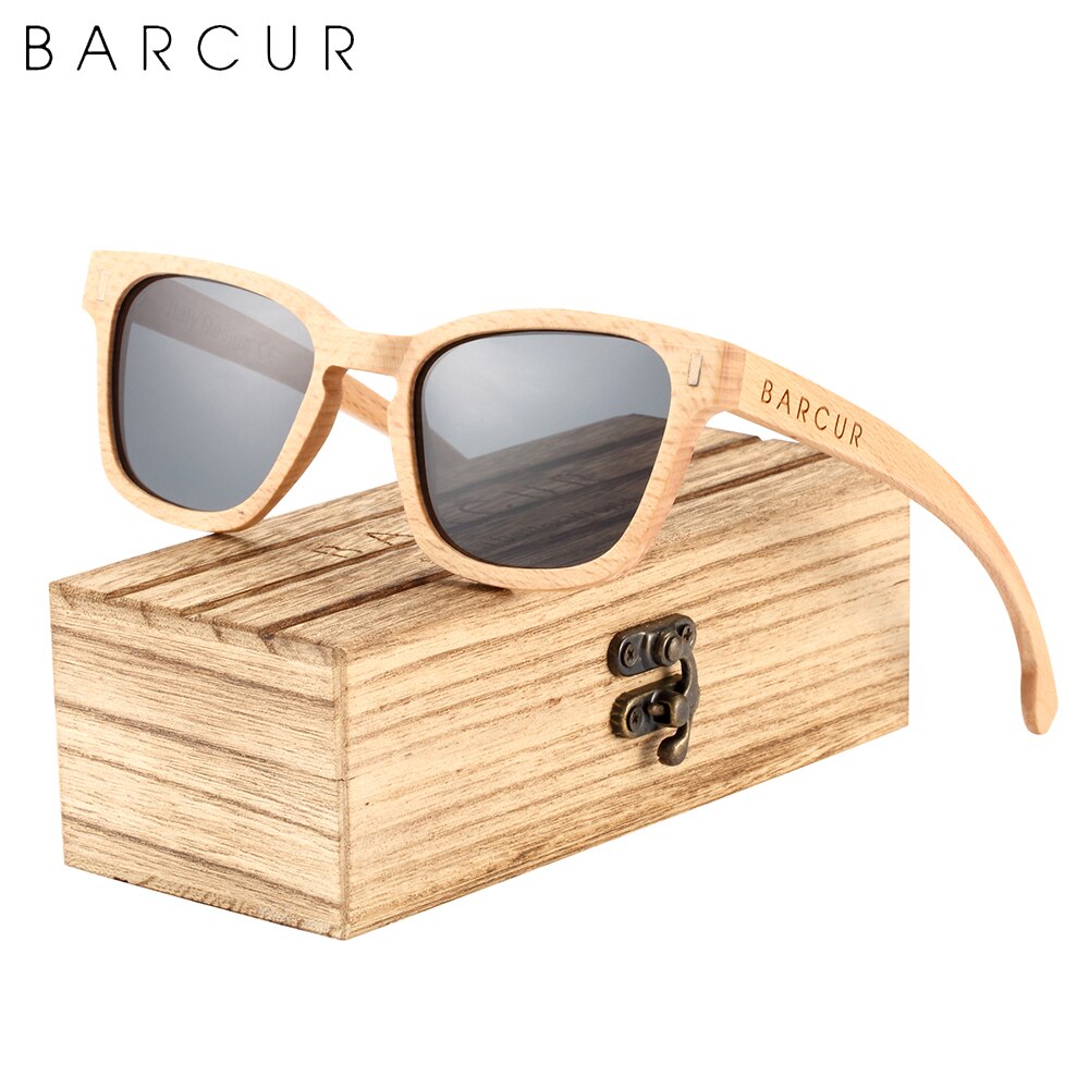BARCUR Brand Design Wood Women Sunglasses Fashion Polarized Men Sun Glasses Wooden Frame UV400 - KiwisLove