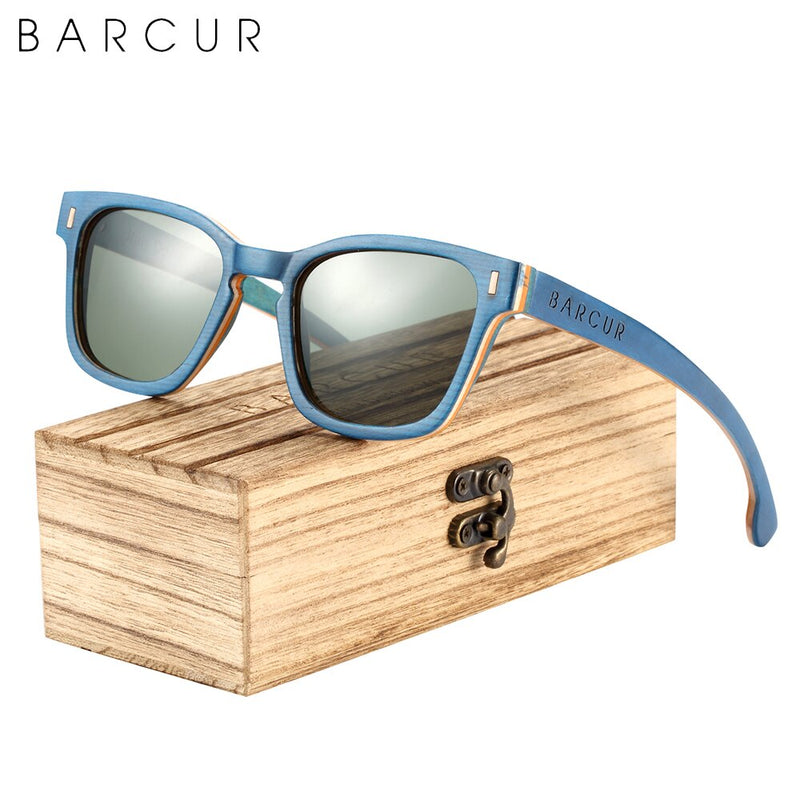 BARCUR Brand Design Wood Women Sunglasses Fashion Polarized Men Sun Glasses Wooden Frame UV400 - KiwisLove