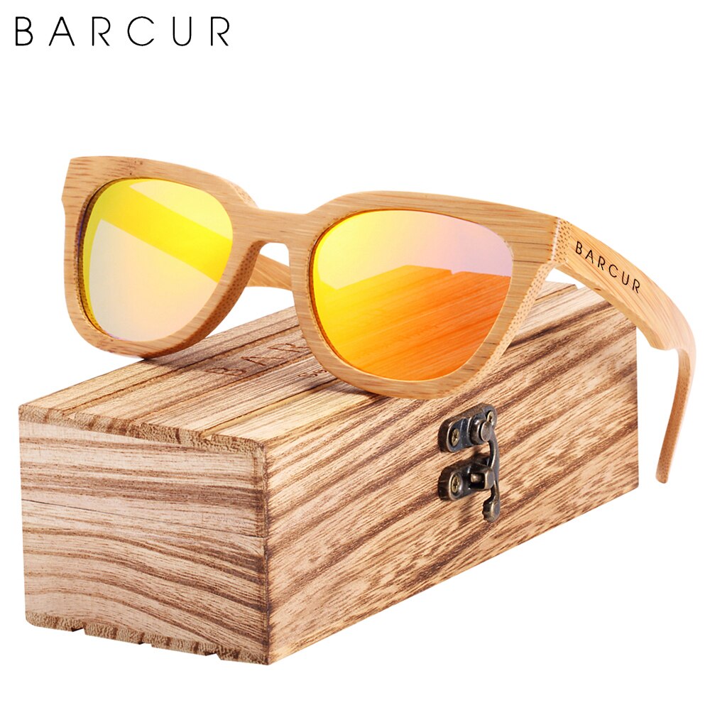 BARCUR Design Cat Eye Style Natural Wood Sunglasses Fashion Women Polarized Men Sun Glasses UV400 Protection - KiwisLove