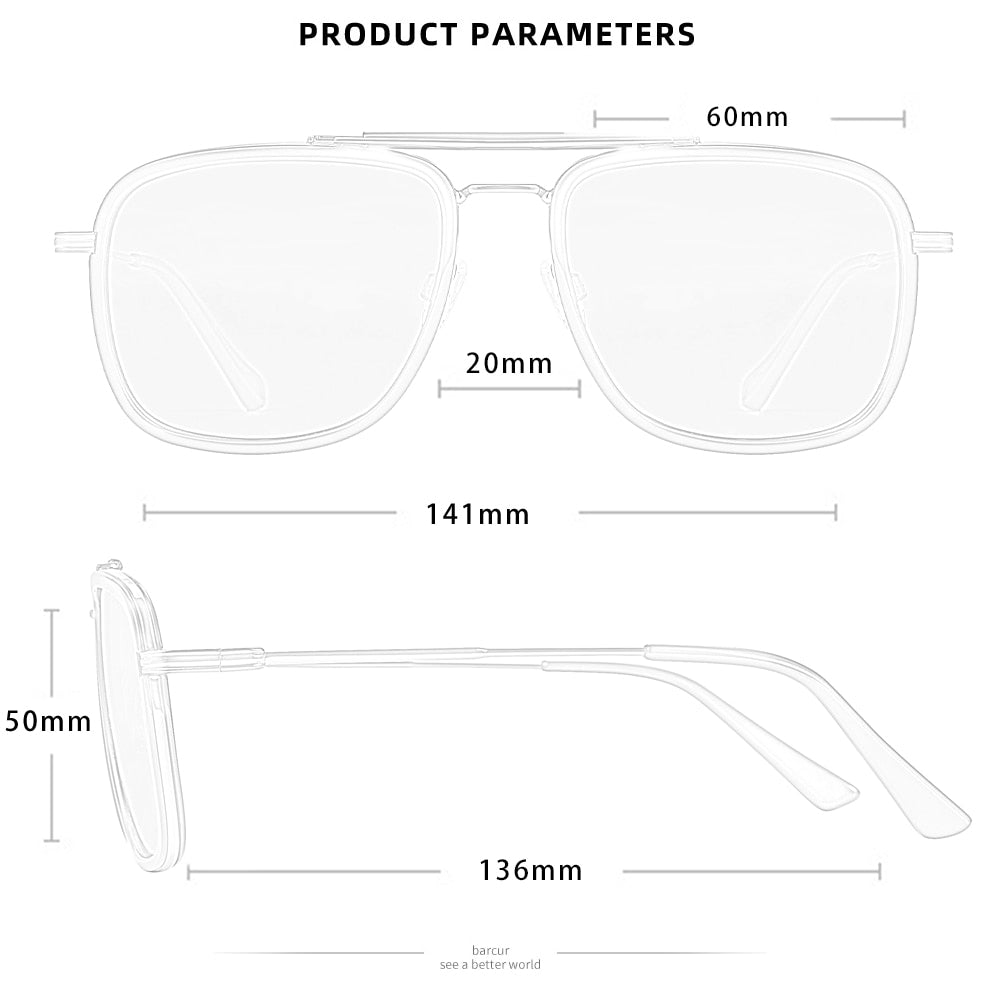 BARCUR Luxury Square Sunglasses for Men Gradient Lens Polarized Sun Glasses for Women Eyewear Oculos Accessory - KiwisLove