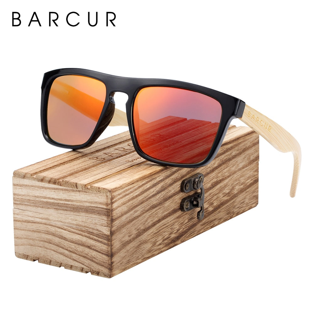 BARCUR Wood Sunglasses Polarized Fashion Bamboo Sun Glasses for Men Women Sport Eyewear - KiwisLove