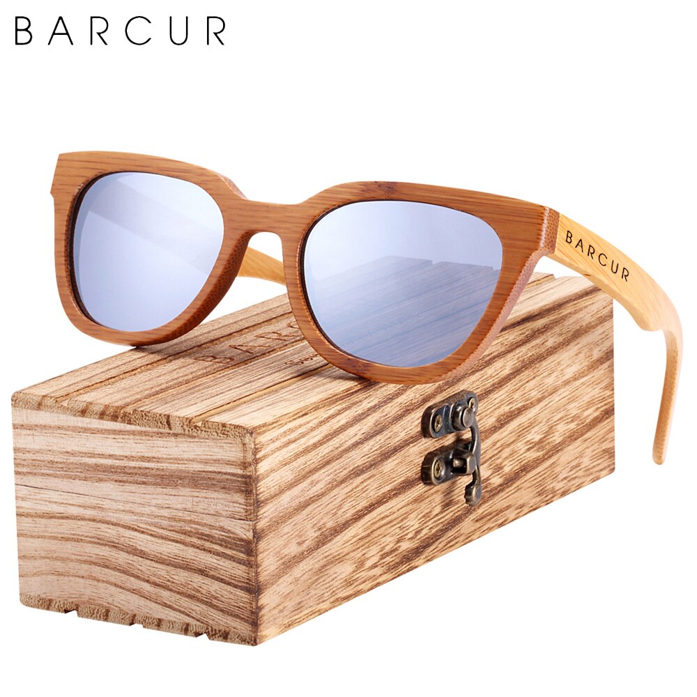BARCUR Design Cat Eye Style Natural Wood Sunglasses Fashion Women Polarized Men Sun Glasses UV400 Protection - KiwisLove