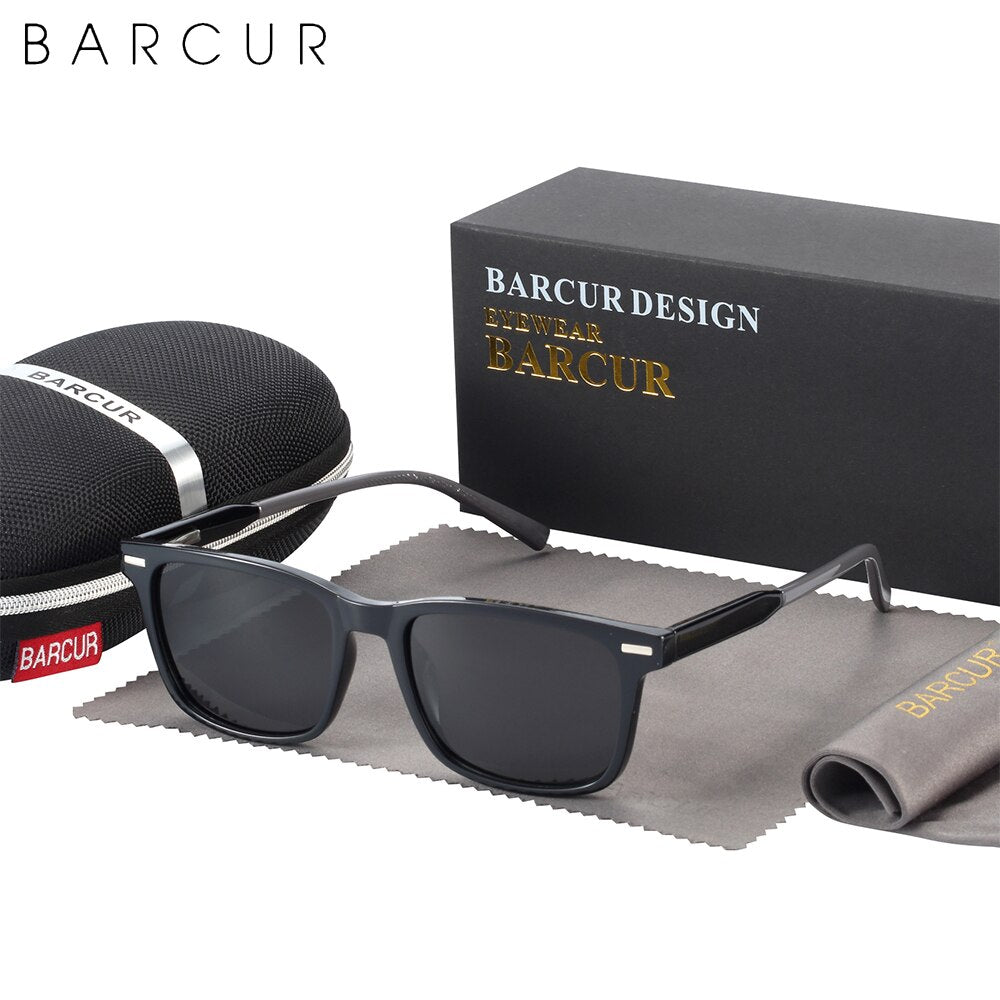 BARCUR Square Style TR90 Men Sunglasses Polarized Comfortable Women Sun Glasses Ladies UV400 Protection - KiwisLove