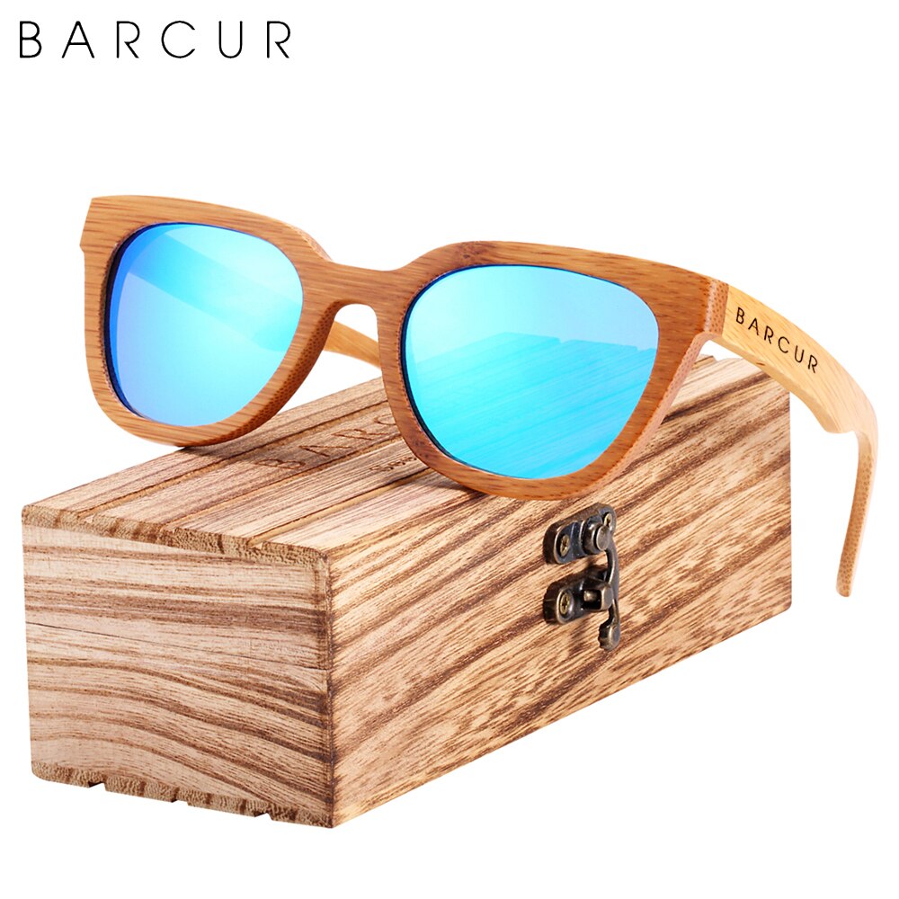 BARCUR Design Cat Eye Style Natural Wood Sunglasses Fashion Women Polarized Men Sun Glasses UV400 Protection - KiwisLove