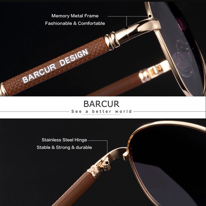 BARCUR Original Men Sunglasses Polarized Anti Blue Light Protect Men's Sun Glasses Women Pilot UV400 Eyewear - KiwisLove